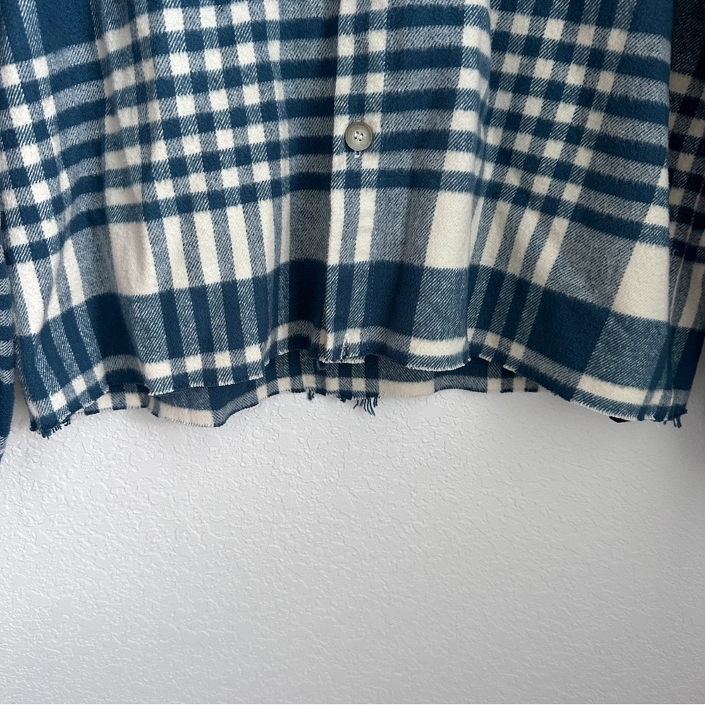 Zara Women’s Blue and White Checkered Cotton Shirt Size L - Picture 4 of 12